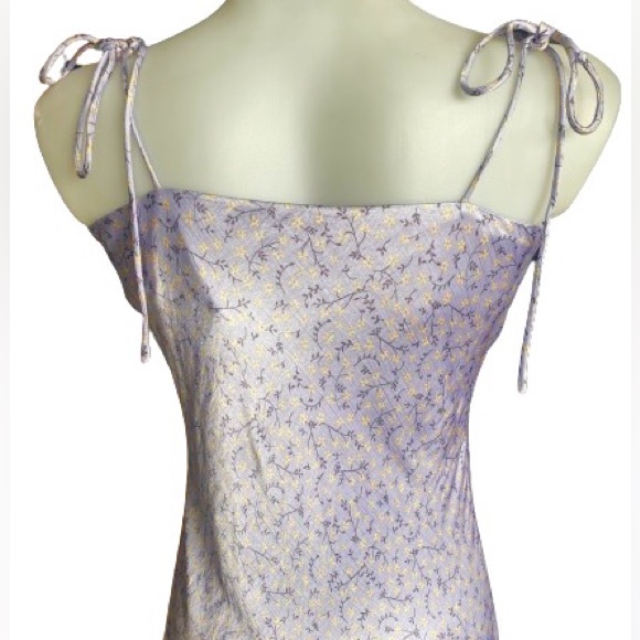 Zara Lilac Floral Sleeveless Satin Look & Feel Mini Ditsy Slip Dress NWT S - Picture 5 of 13